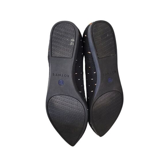 Rothy's The Point Ivory Dot Womens 5 Black Polka Dot Knit Ballet Flats Shoes - Picture 6 of 7